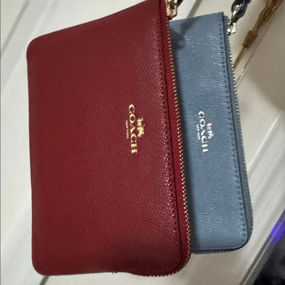 Coach Red and blue Leather Wristlet Duo